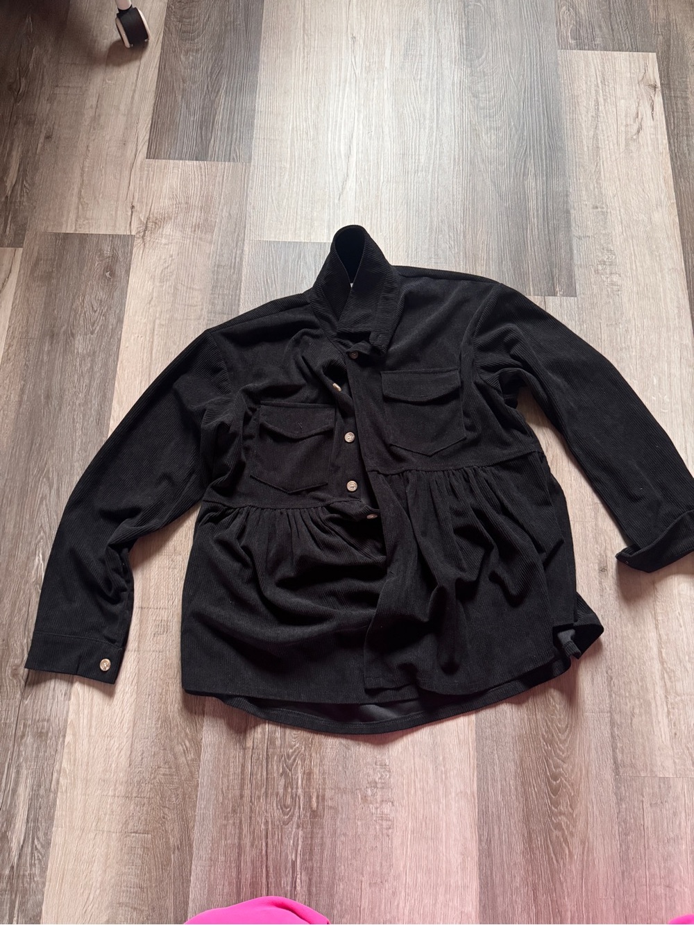 Black Women's Button-Front Peplum Jacket